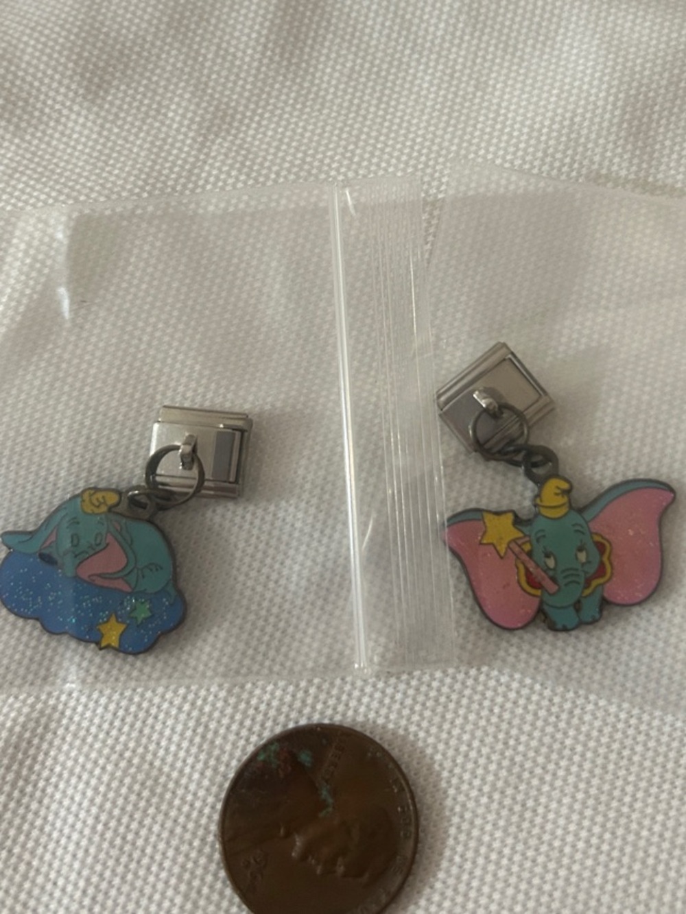 Disney Dumbo set of 2 Pink and Blue Enamel Charm add a link charm